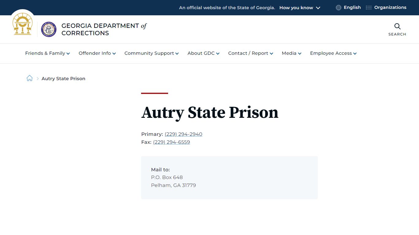 Autry State Prison | Georgia Department of Corrections